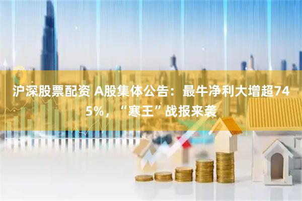 沪深股票配资 A股集体公告：最牛净利大增超745%，“寒王”战报来袭