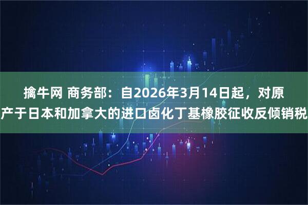 擒牛网 商务部：自2026年3月14日起，对原产于日本和加拿大的进口卤化丁基橡胶征收反倾销税