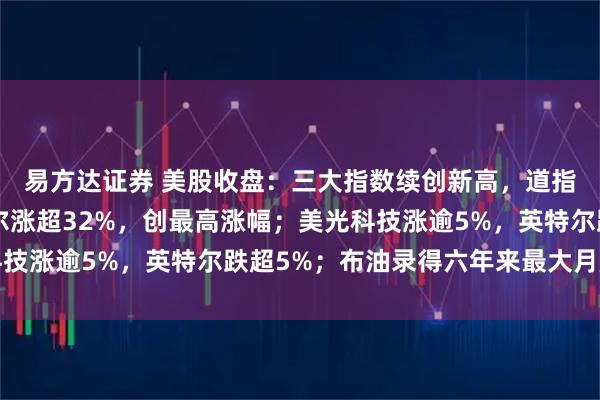 易方达证券 美股收盘:三大指数续创新高,道指首次站上5万点;戴尔涨超32%,创最高涨幅;美光科技涨逾5%,英特尔跌超5%;布油录得六年来最大月度跌幅