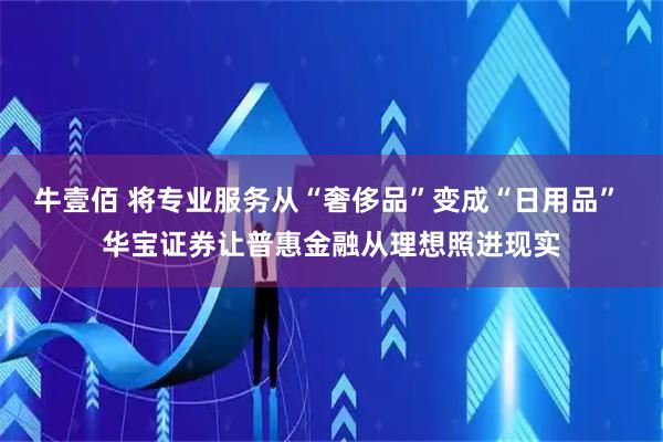 牛壹佰 将专业服务从“奢侈品”变成“日用品” 华宝证券让普惠金融从理想照进现实