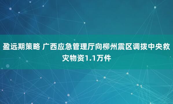 盈远期策略 广西应急管理厅向柳州震区调拨中央救灾物资1.1万件