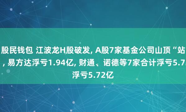 股民钱包 江波龙H股破发, A股7家基金公司山顶“站岗”, 易方达浮亏1.94亿, 财通、诺德等7家合计浮亏5.72亿